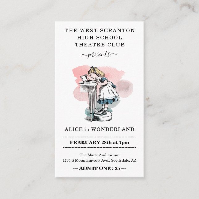 Theatre Play Admission Tickets -Business Card Size (Front)