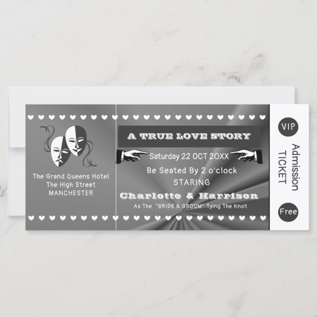 Theatre  Playbill Show Ticket Theme Wedding (Front)