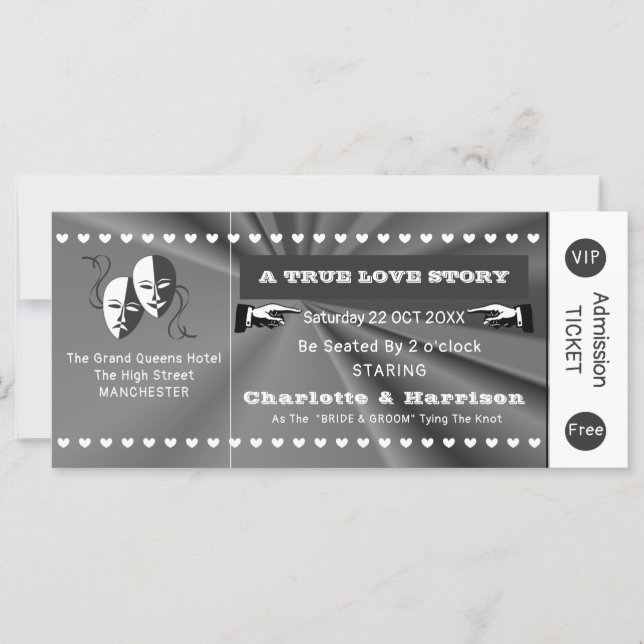 Theatre  Playbill Show Ticket Theme Wedding (Front)