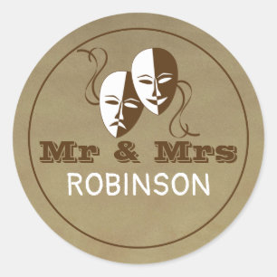 Theatre  Playbill Show Ticket Theme Wedding Classic Round Sticker