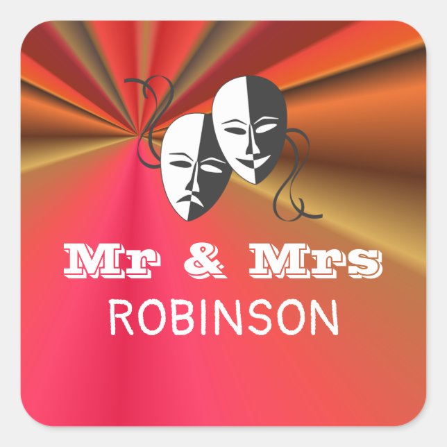 Theatre Playbill Show Ticket Theme Wedding Square Sticker (Front)