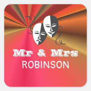 Theatre Playbill Show Ticket Theme Wedding Square Sticker