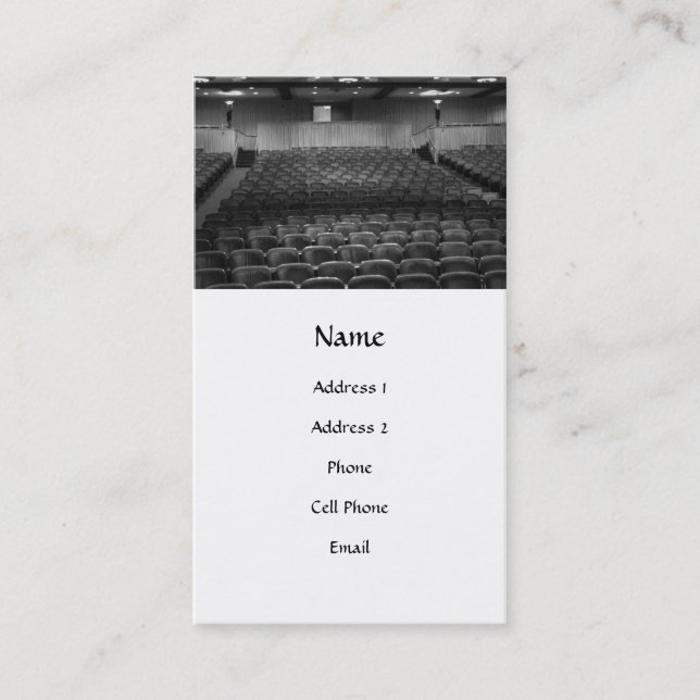 Theatre Seats Black White Business Card (Front)