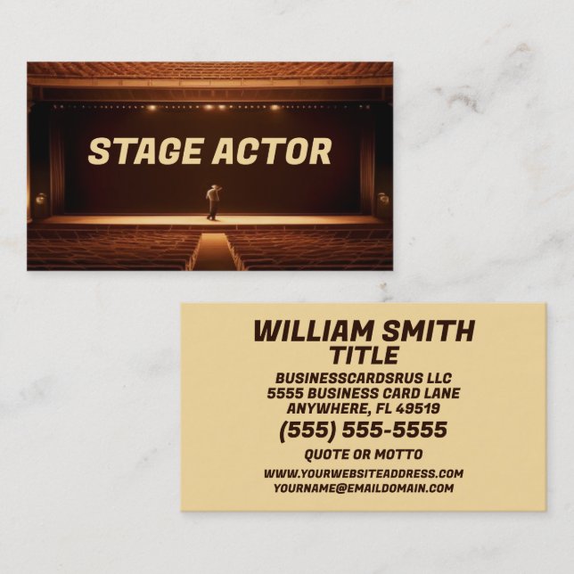 Theatre Stage Actor Business Card (Front/Back)