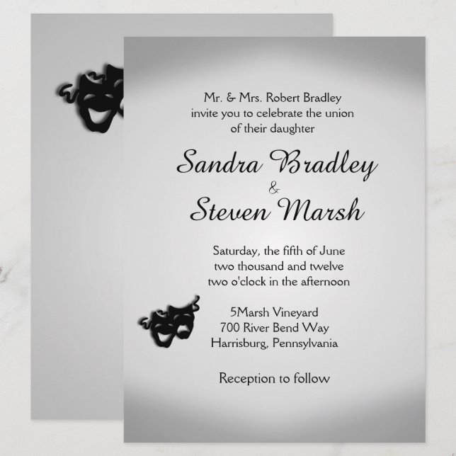 Theatre Wedding Silver Invitation (Front/Back)