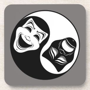 Theatre Yin Yang Design - Comedy and Tragedy Masks Coaster