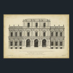 Theatrical Style Façade by Colen Campbell Poster<br><div class="desc">Colen Campbell created this theatrical style façade,  which was published in his book Vitruvius Britannicus. A façade is basically a representation of the front,  or side,  of a building. An amazing architectural drawing that would look great in your home!</div>