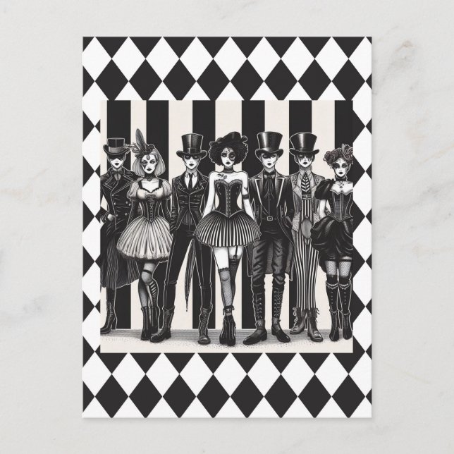 Theatrical Tales in Black and White Postcard (Front)