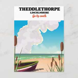 Theddlethorpe Lincolnshire seaside travel poster. Postcard
