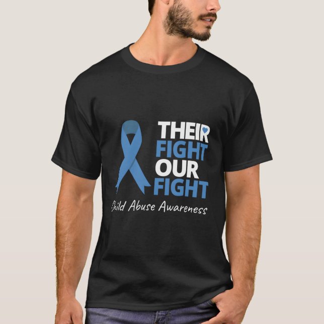 Their Fight Our Fight Child Abuse Awareness Blue R T-Shirt (Front)