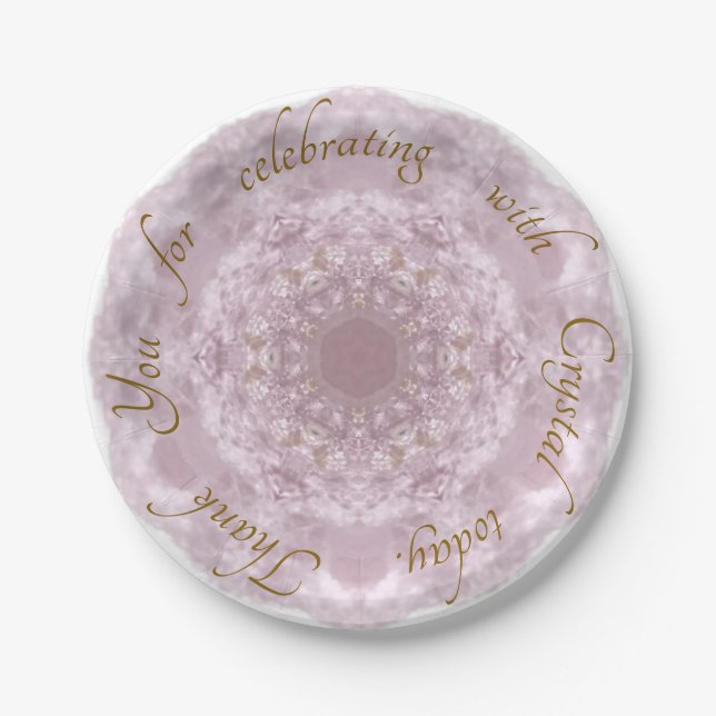 Their Name Custom Crystal Message Rose Quartz Paper Plate (Front)