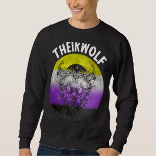Theirwolf Nonbinary Flag LGBTQ Genderqueer Nonbina Sweatshirt