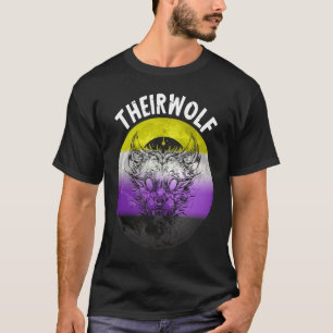 Theirwolf Nonbinary Flag LGBTQ Genderqueer Nonbina T-Shirt
