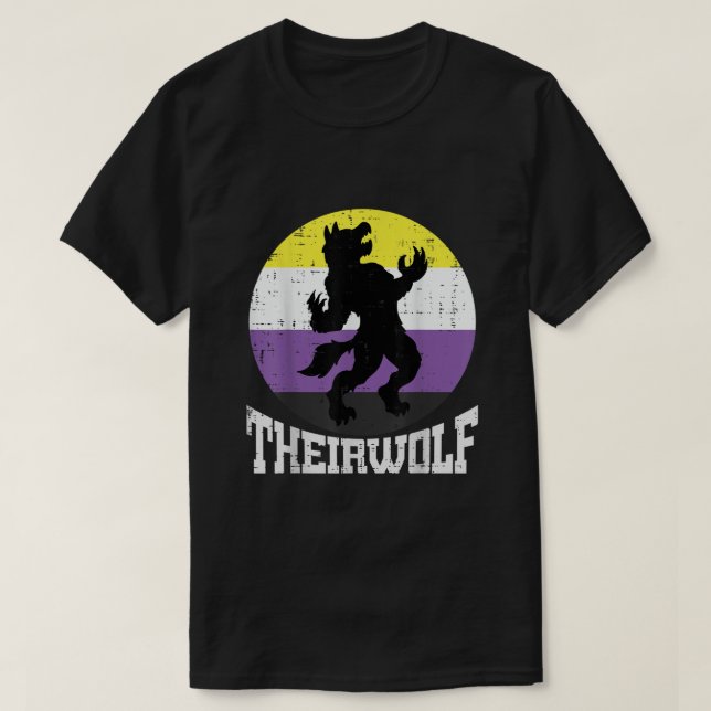 Theirwolf Nonbinary Pride Non Binary Enby NB Flag  T-Shirt (Design Front)