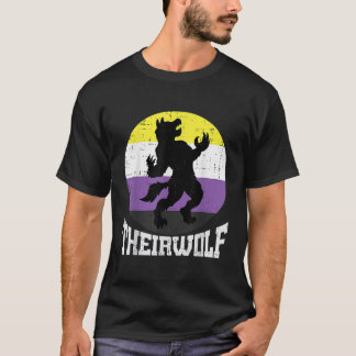 Theirwolf Nonbinary Pride Non Binary Enby NB Flag T-Shirt