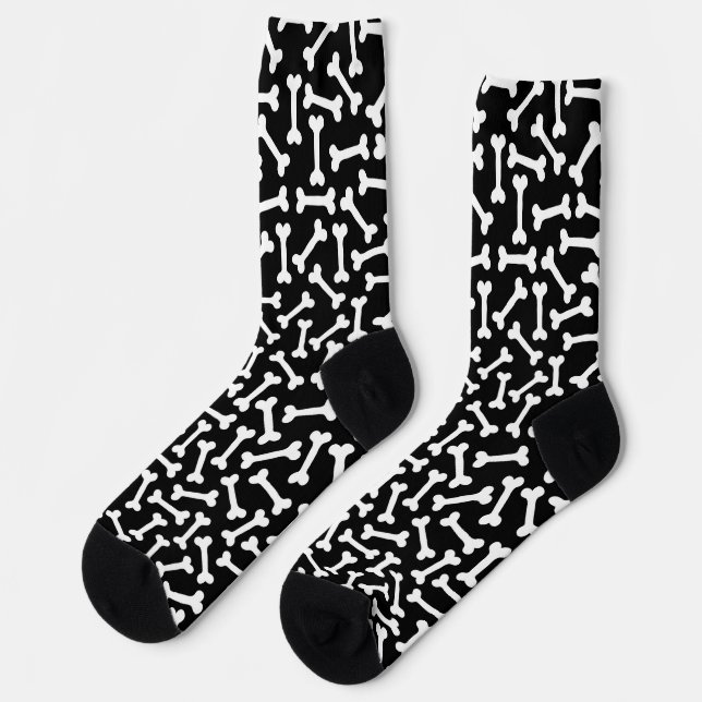 Them Bones (on black) Socks (Left)