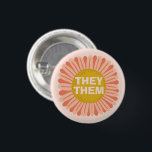 THEM / THEY Pronouns Sunflower Daisy Pride 3 Cm Round Badge<br><div class="desc">Decorate your outfit with this cool art button. Makes a great  gift! You can customise it and add text too. Check my shop for lots more colours and patterns! Let me know if you'd like something custom too.</div>