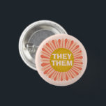 THEM / THEY Pronouns Sunflower Daisy Pride 3 Cm Round Badge<br><div class="desc">Decorate your outfit with this cool art button. Makes a great  gift! You can customise it and add text too. Check my shop for lots more colours and patterns! Let me know if you'd like something custom too.</div>