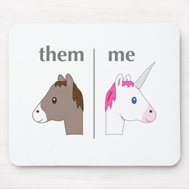 Them vs Me Donkey vs Unicorn funny Mouse Mat (Front)