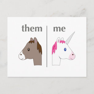 Them vs Me Donkey vs Unicorn funny Postcard