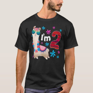 Theme 2rd Farm  Birthday Llama I'm 2 Year Old Girl T-Shirt