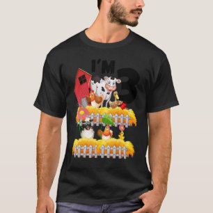 Theme Farm Animals 3rd Birthday I'm 3 Year Old Tod T-Shirt