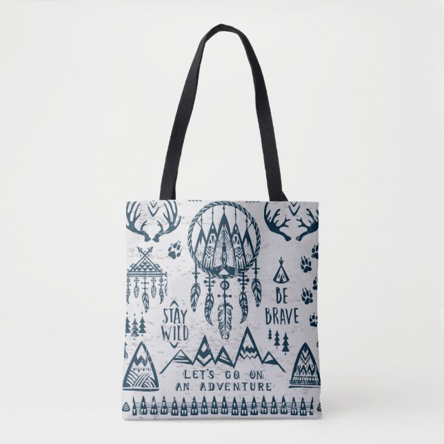 Theme of travel and adventure tote bag (Front)