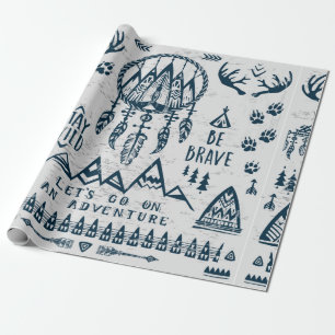Theme of travel and adventure wrapping paper