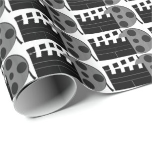 Themed movie reel pattern wrapping paper
