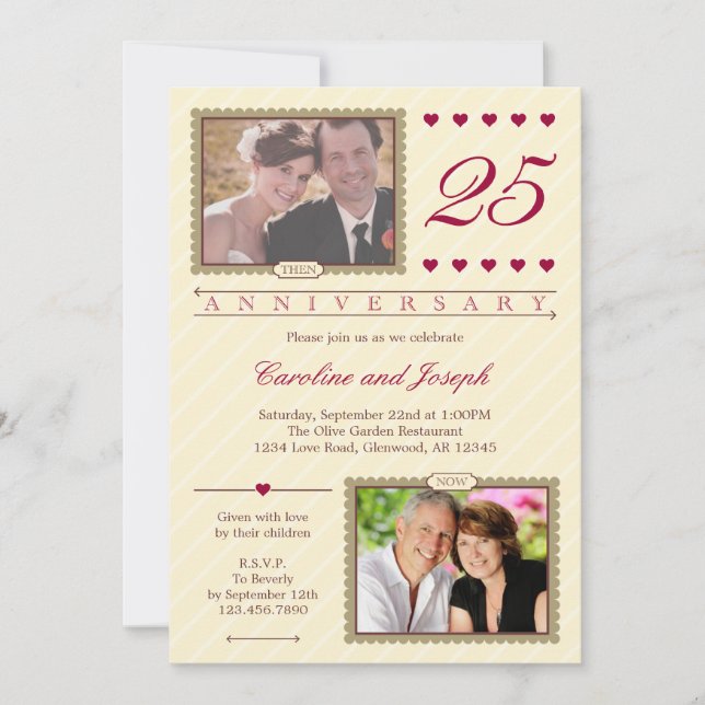 Then and Now 25th Wedding Anniversary Invitation (Front)