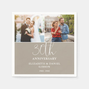 Then And Now 2 Photo 30th Wedding Anniversary Napkin