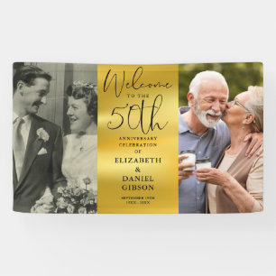 Then And Now 2 Photo 50th Anniversary Welcome Banner