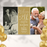 Then And Now 2 Photo 50th Anniversary Welcome Sign<br><div class="desc">An elegant 50th wedding anniversary welcome sign featuring 2 special photos and stylish typography on a gold background. Designed by Thisisnotme©</div>