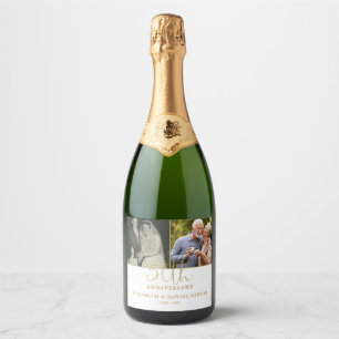 Then And Now 2 Photo 50th Wedding Anniversary Sparkling Wine Label
