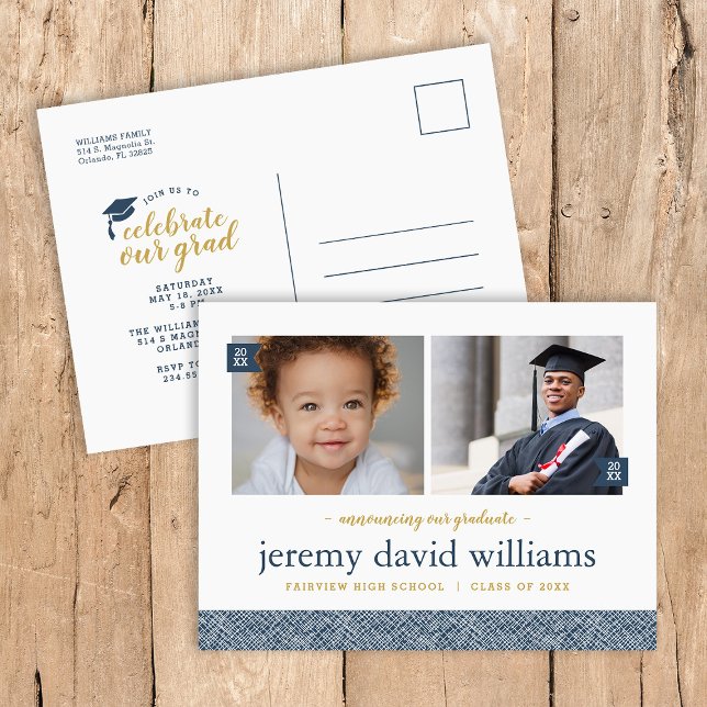 Then and Now 2 Photo Graduation Party Invitation (Creator Uploaded)