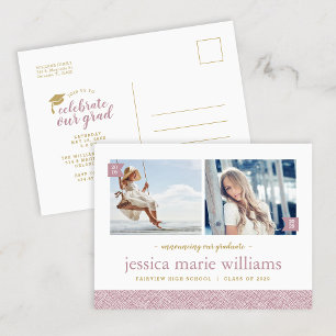 Then and Now 2 Photo Graduation Party Invitation