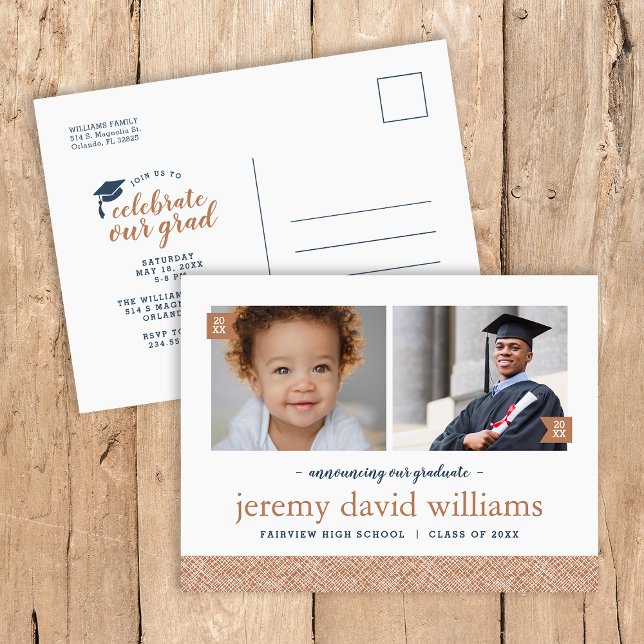 Then and Now 2 Photo Graduation Party Invitation (Creator Uploaded)