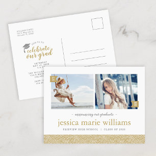 Then and Now 2 Photo Graduation Party Invitation