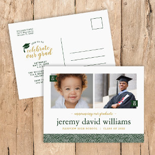 Then and Now 2 Photo Graduation Party Invitation