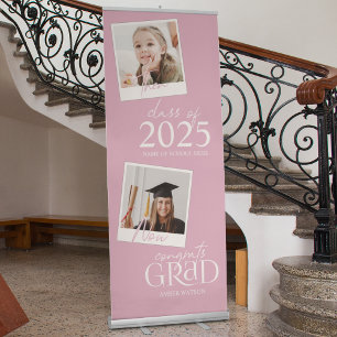 Then And Now 2 Photo Graduation Retractable Banner