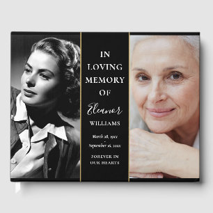 Then And Now 2 Photo Memorial Funeral  Guest Book