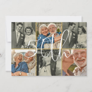 Then And Now 6 Photo 50th Wedding Anniversary Invitation