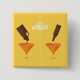 Then And Now: Beer Pong 15 Cm Square Badge