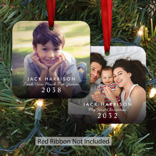 Then And Now Christmas Photo Metal Tree Decoration