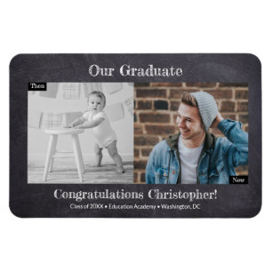 Then and Now Graduate Photo Graduation Magnet