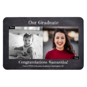Then and Now Graduate Photo Graduation Magnet