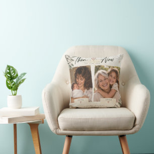 Then and Now Grandma Granddaughter Photo Keepsake Cushion