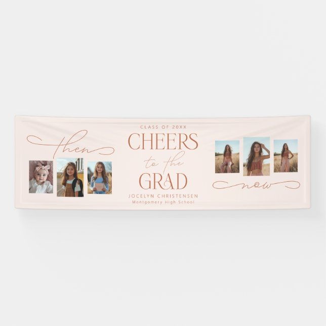 Then and Now Photo Collage Graduation Party Banner (Horizontal)