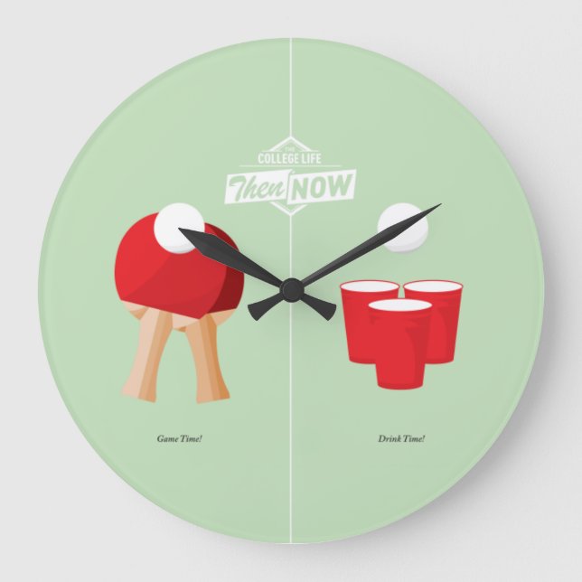 Then And Now: Ping Pong Large Clock (Front)