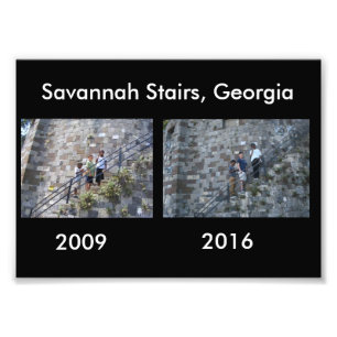 Then and Now - Savannah Stairs, GA Photo Print